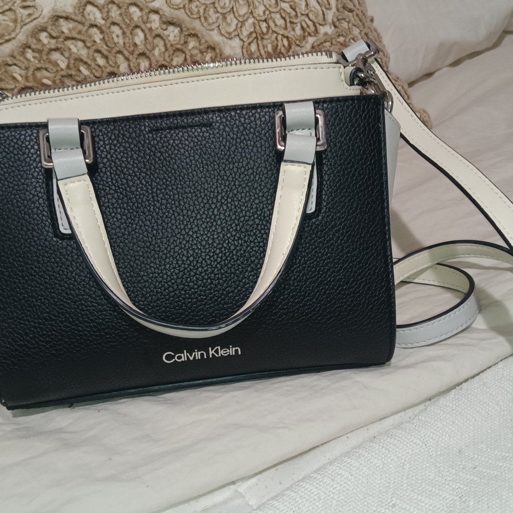 Calvin Klein Black and Cream Satchel